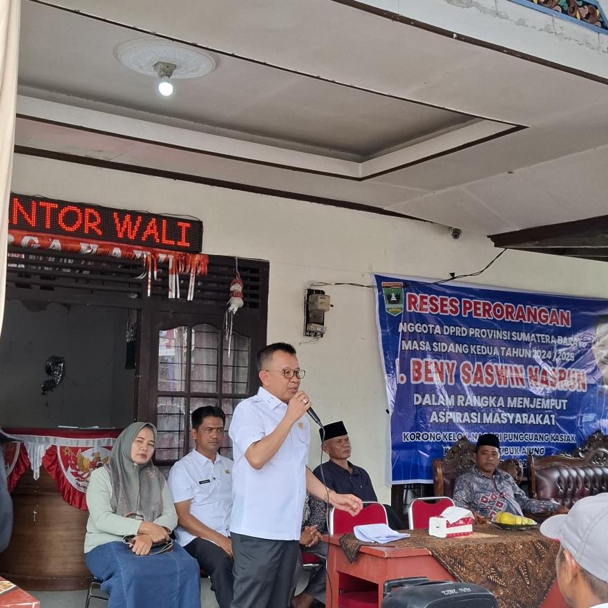 Anggota DPRD Sumbar H. Benny Saswin Nasrun Gelar Reses di Nagari Pungguang Kasiak Lubuk Alung